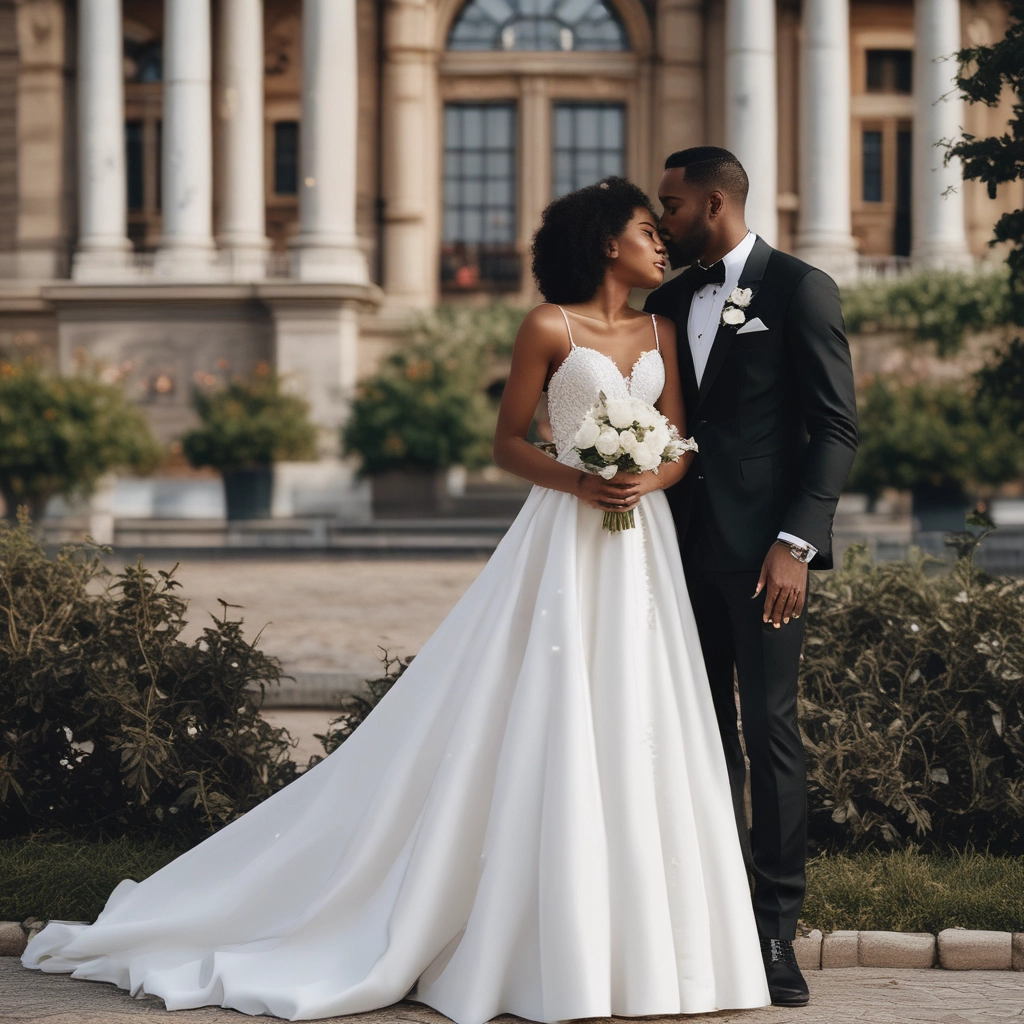 man in black crew neck t-shirt holding white bouquet